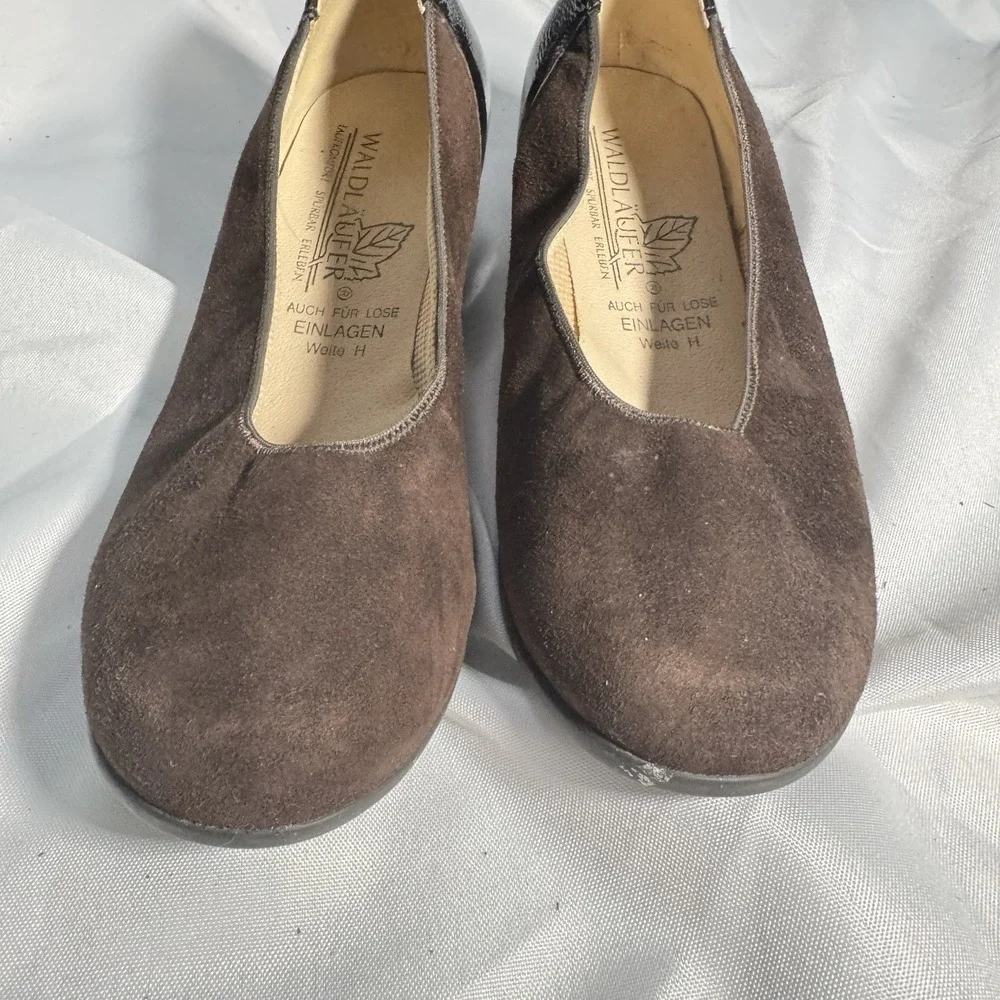 WALDLAUFER Women's Brown Comfort Wedge Pump Slip-on Shoe US 5.5
